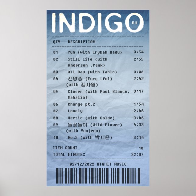 Poster INDIGO/RM - Réception d'album (Devant)