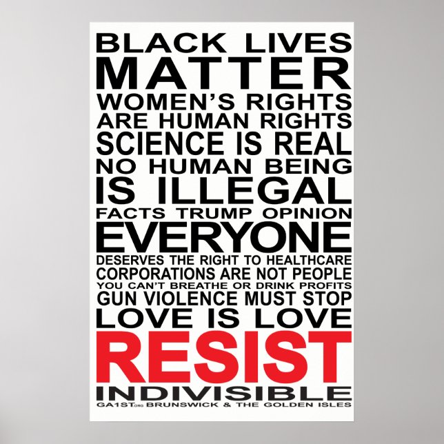 Poster indivisible Noir/Rouge sur la couleur clair (Devant)