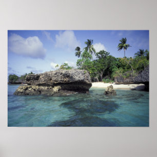 Poster Indonésie. Formations rocheuses le long du rivage