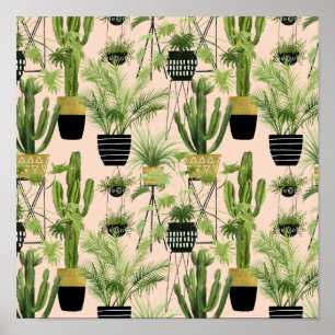 Poster Indoor Oasis   Plant Lineup Pattern