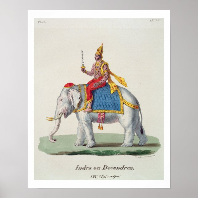 Poster Indra ou Devendra, from 'L'Inde francaise...' (Devant)