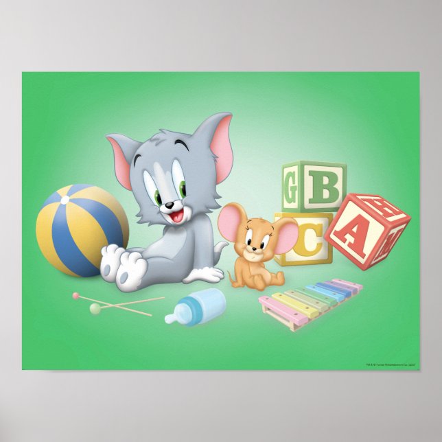 Poster Infant Tom and Jerry Playing With Toys (Devant)