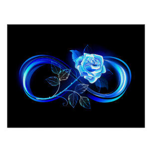 Poster Infini lumineux avec rose bleue
