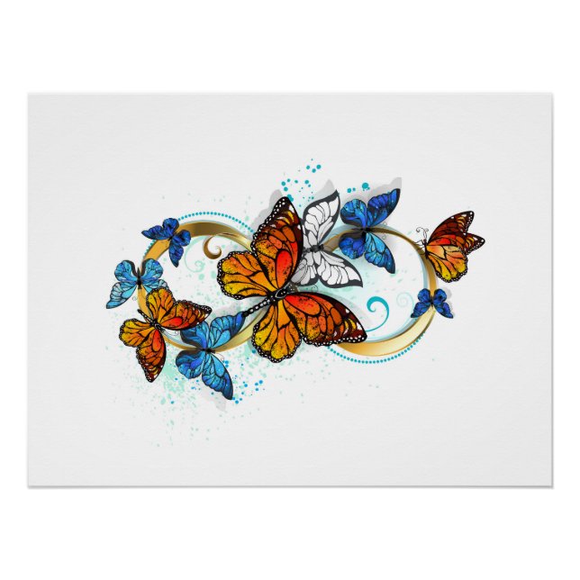 Poster Infinité de papillons monarques (Devant)