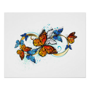 Poster Infinité de papillons monarques