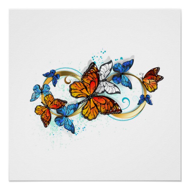 Poster Infinité de papillons monarques (Devant)