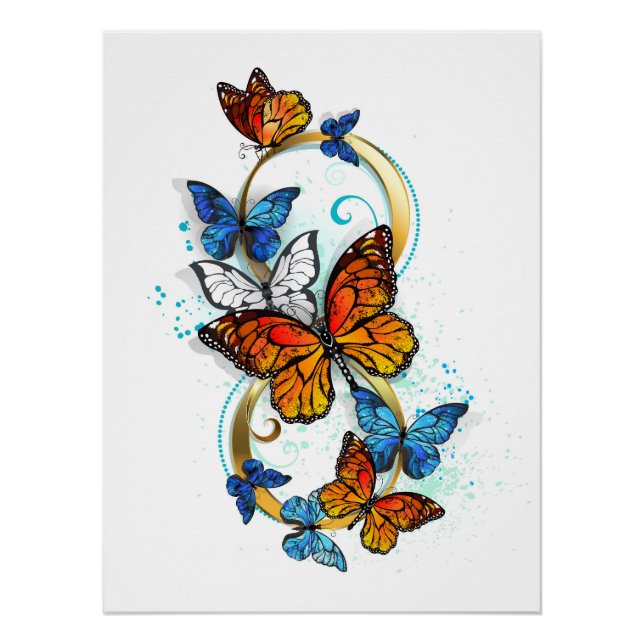 Poster Infinité de papillons monarques (Devant)