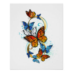 Poster Infinité de papillons monarques