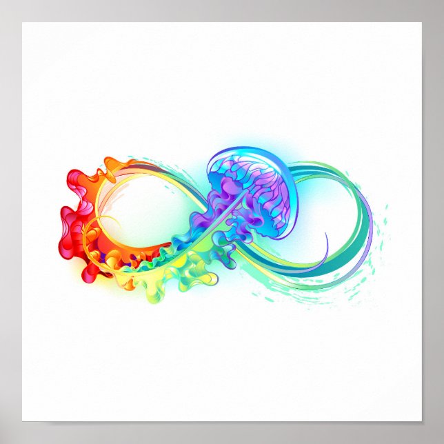 Poster Infinity avec Rainbow Jellyfish (Devant)