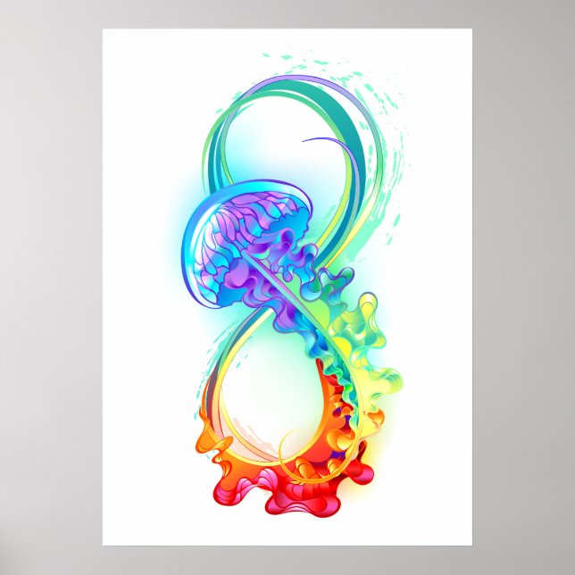 Poster Infinity avec Rainbow Jellyfish (Devant)