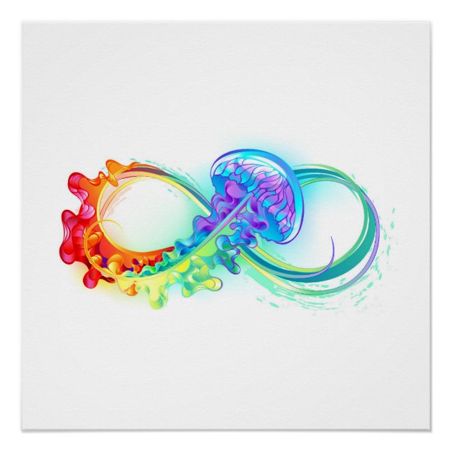 Poster Infinity avec Rainbow Jellyfish (Devant)