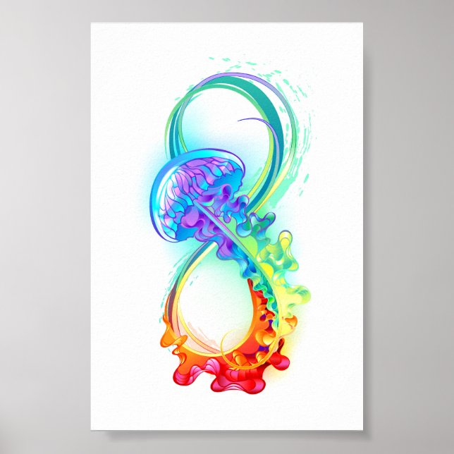 Poster Infinity avec Rainbow Jellyfish (Devant)