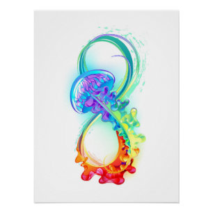 Poster Infinity avec Rainbow Jellyfish