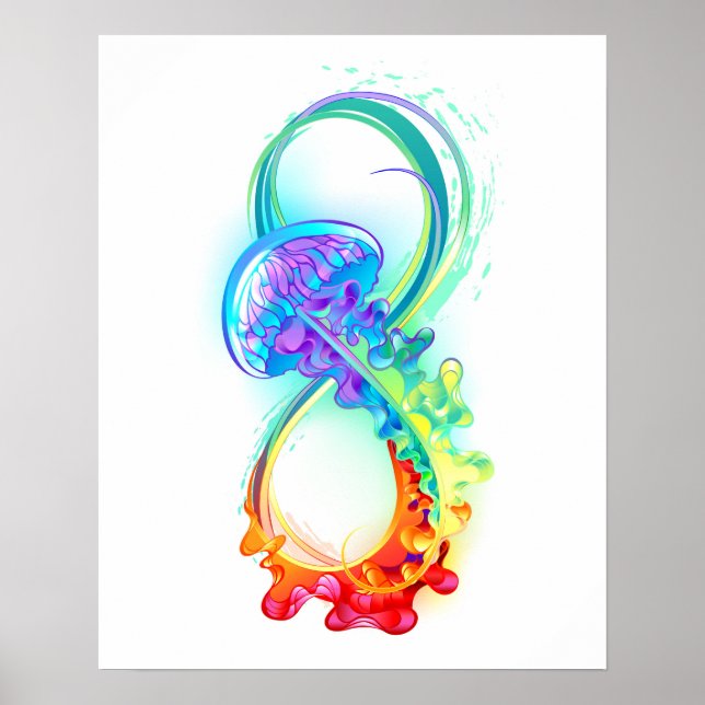 Poster Infinity avec Rainbow Jellyfish (Devant)