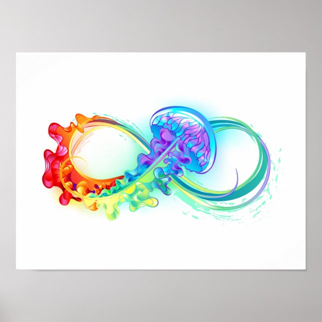 Poster Infinity avec Rainbow Jellyfish (Devant)