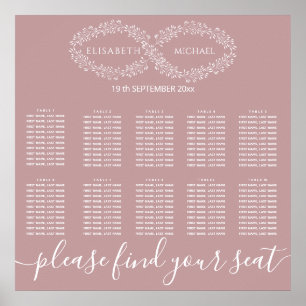 Poster Infinity poussiéreux rose botanique romantique élé