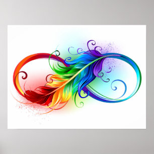 Poster Infinity Symbol with Rainbow Feather