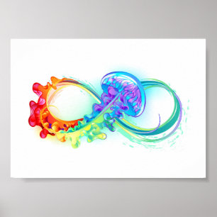 Poster Infinity with Rainbow Jellyfish