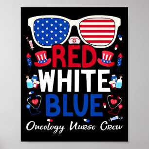 Poster Infirmière 4 juillet Rouge Blanc Bleu Infirmière e