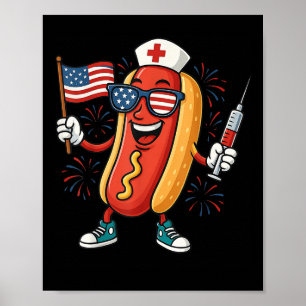 Poster Infirmière anesthésistes 4 juillet drôle American 
