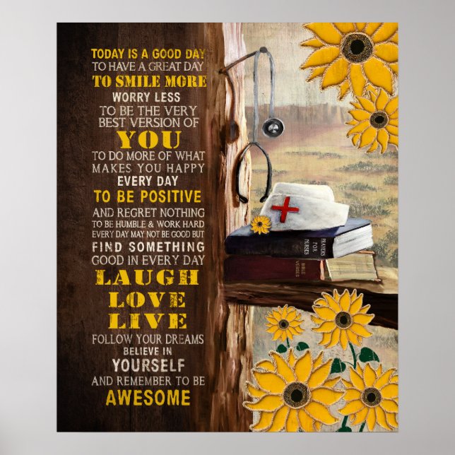 Poster Infirmière - Aujourd'Hui Est Une Bonne Journée Mot (Devant)