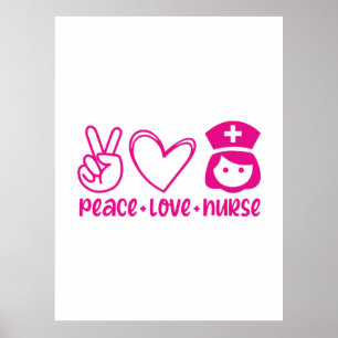 Poster Infirmière Cadeau Paix Amour Infirmière