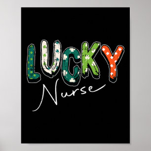 Poster Infirmière chanceuse St Patricks Day Shamrock irla