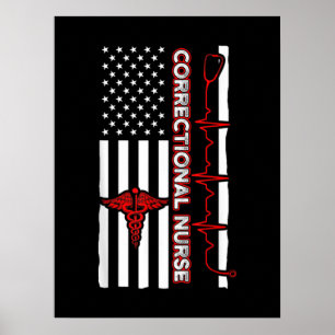 Poster Infirmière correctionnelle USA Drapeau Infirmière 