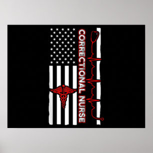 Poster Infirmière correctionnelle USA Drapeau Infirmière