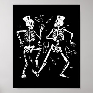 Poster Infirmière Danser Squelette Halloween Squelette Co