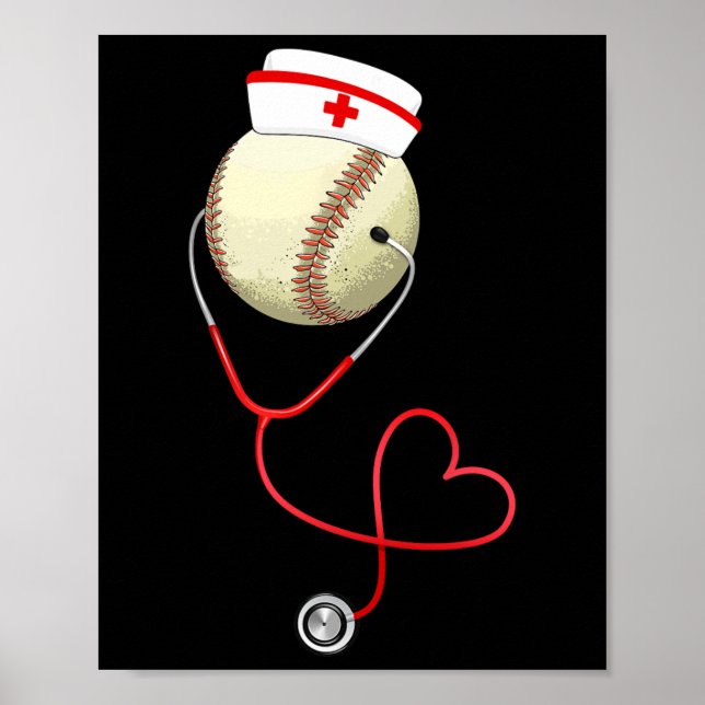 Poster Infirmière de baseball amusant pour les sports de  (Devant)