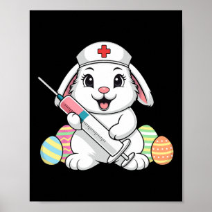 Poster Infirmière de Pâques Lapin Rn Usic Urgences Réanim