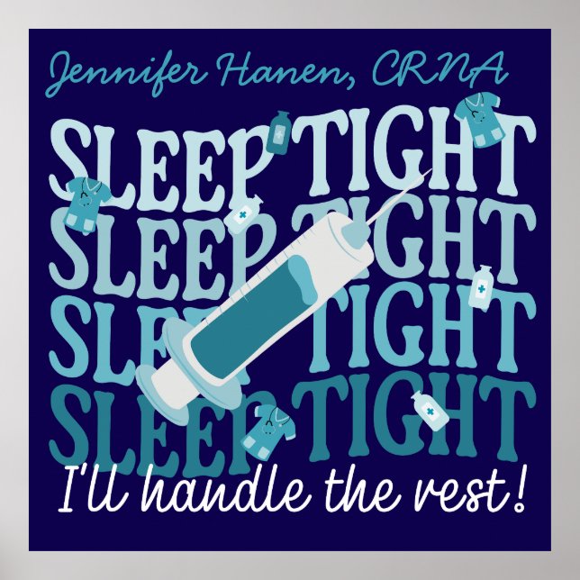 Poster Infirmière drôle personnalisée Anesthésiste "Sleep (Devant)