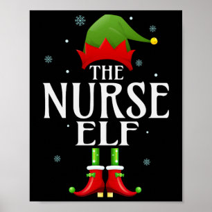 Poster Infirmière Elf Xmas Funny Famille Correspondant No