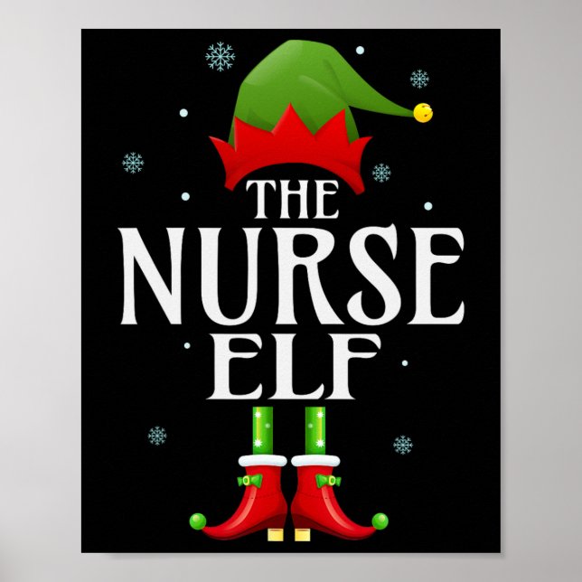 Poster Infirmière Elf Xmas Funny Famille Correspondant No (Devant)