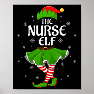 Poster Infirmière Elfe Noël Famille Filles Femmes Elfe Sq