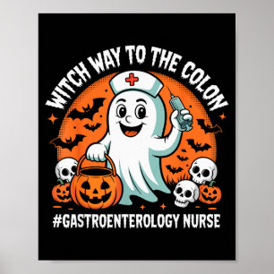 Poster Infirmière en gastroentérologie drôle d'Halloween 
