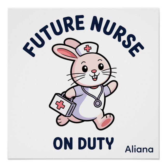 Poster Infirmière future en service graphique de lapin mi (Devant)