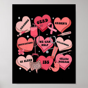 Poster Infirmière gastro-entérologie Saint-Valentin cœurs