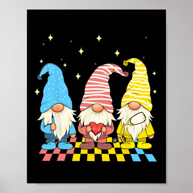 Poster Infirmière Gnomes Stethoscope Oeufs Drôle Pâques R (Devant)
