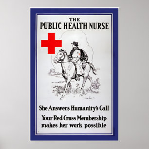 Poster Infirmière hygiéniste publique 1917 - Croix-Rouge 