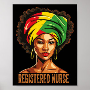 Poster Infirmière inscrite Afro afro-américaine Noire His