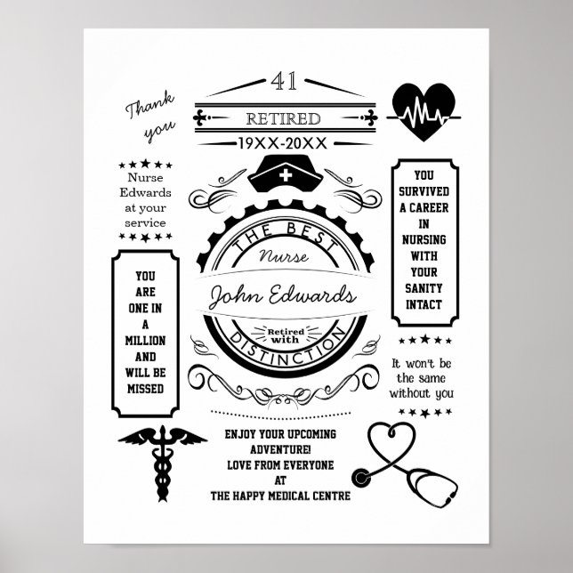 Poster infirmière longue service quittant le service médi (Devant)