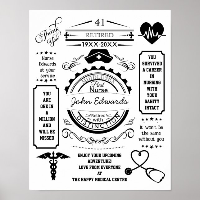 Poster infirmière longue service quittant le service médi (Devant)