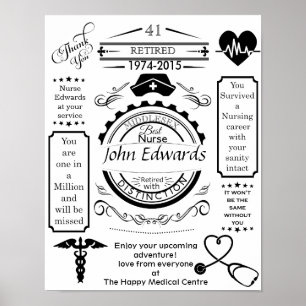 Poster infirmière longue service quittant le service médi