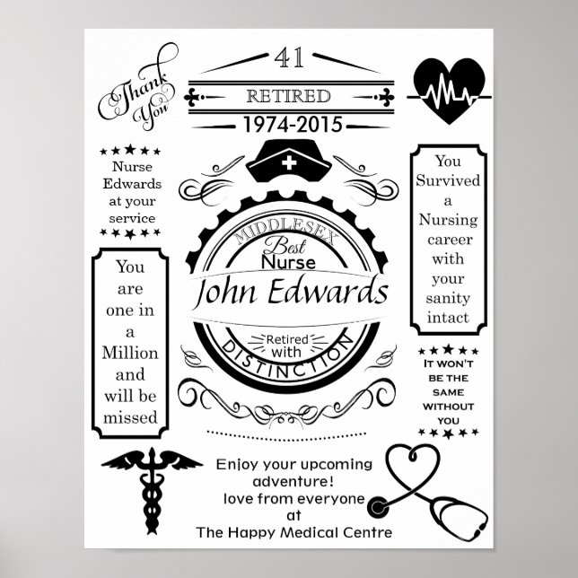 Poster infirmière longue service quittant le service médi (Devant)