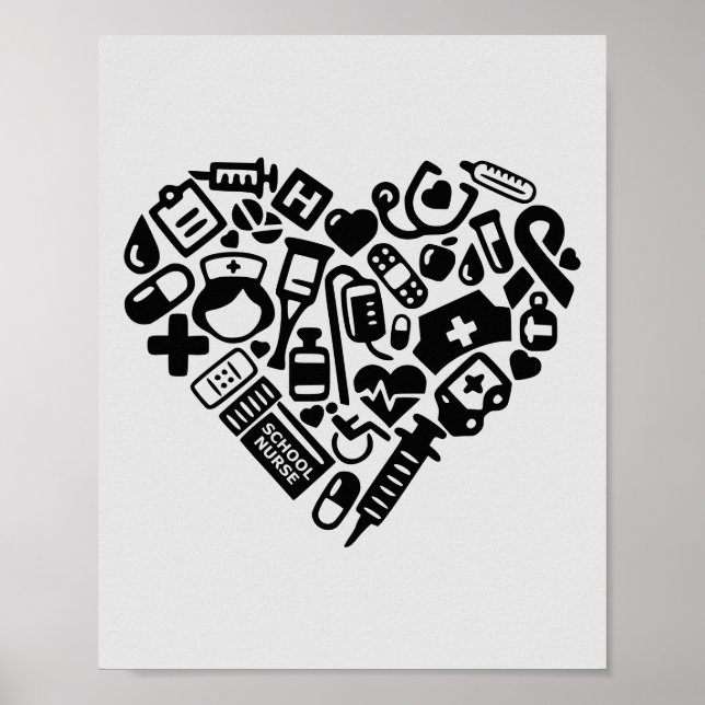 Poster Infirmière Médicale Icônes; Soins de santé (Devant)