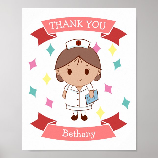 Poster Infirmière Merci personnalisée (Devant)