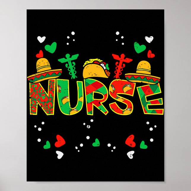 Poster Infirmière mexicaine Taco Stethoscope Cinco De May (Devant)