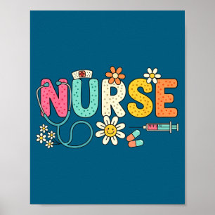 Poster Infirmière mignonne Daisy Pop Floral Infirmière
